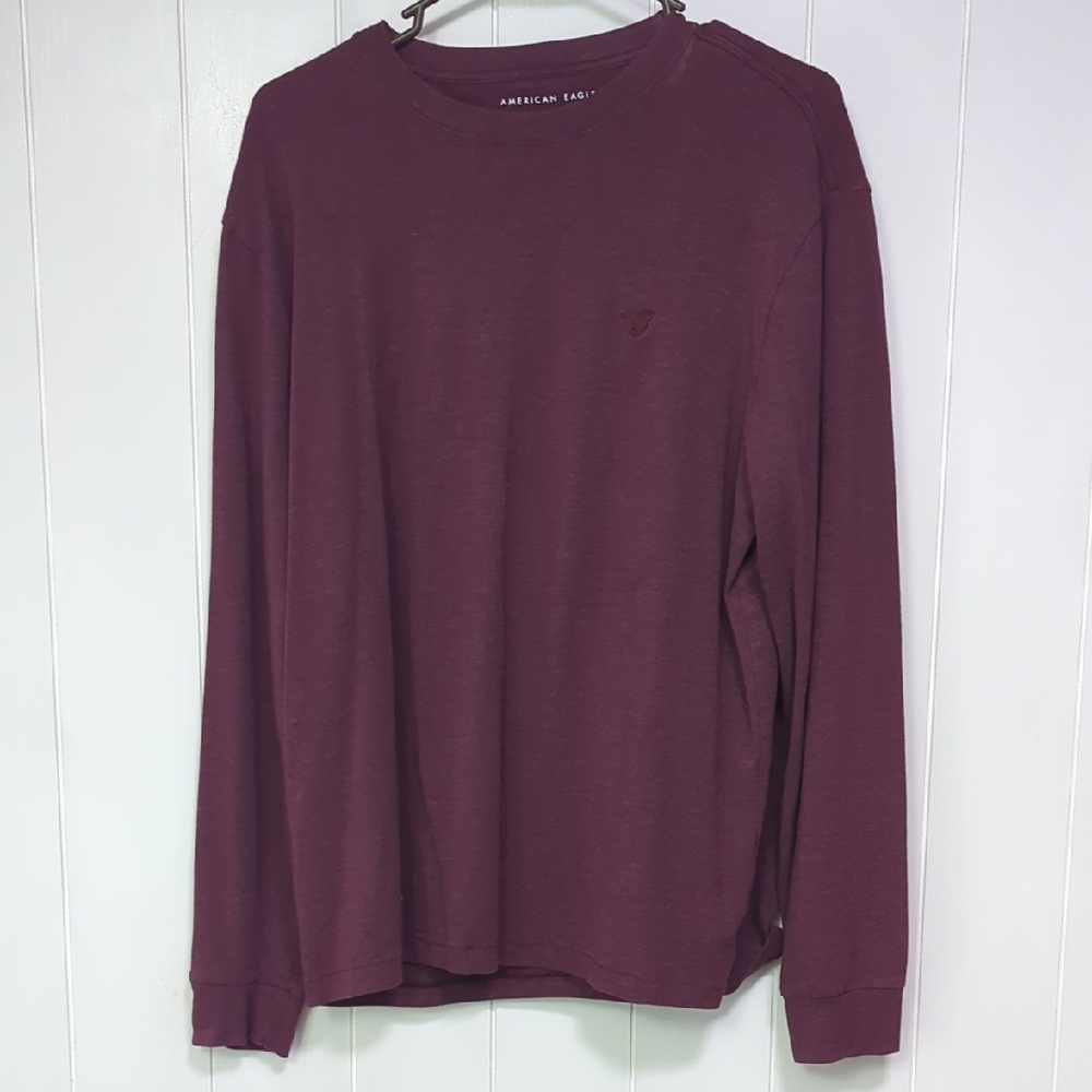 ❤️5/$25 American Eagle Outfitters Men's Burgundy Long Sleeve Shirt
